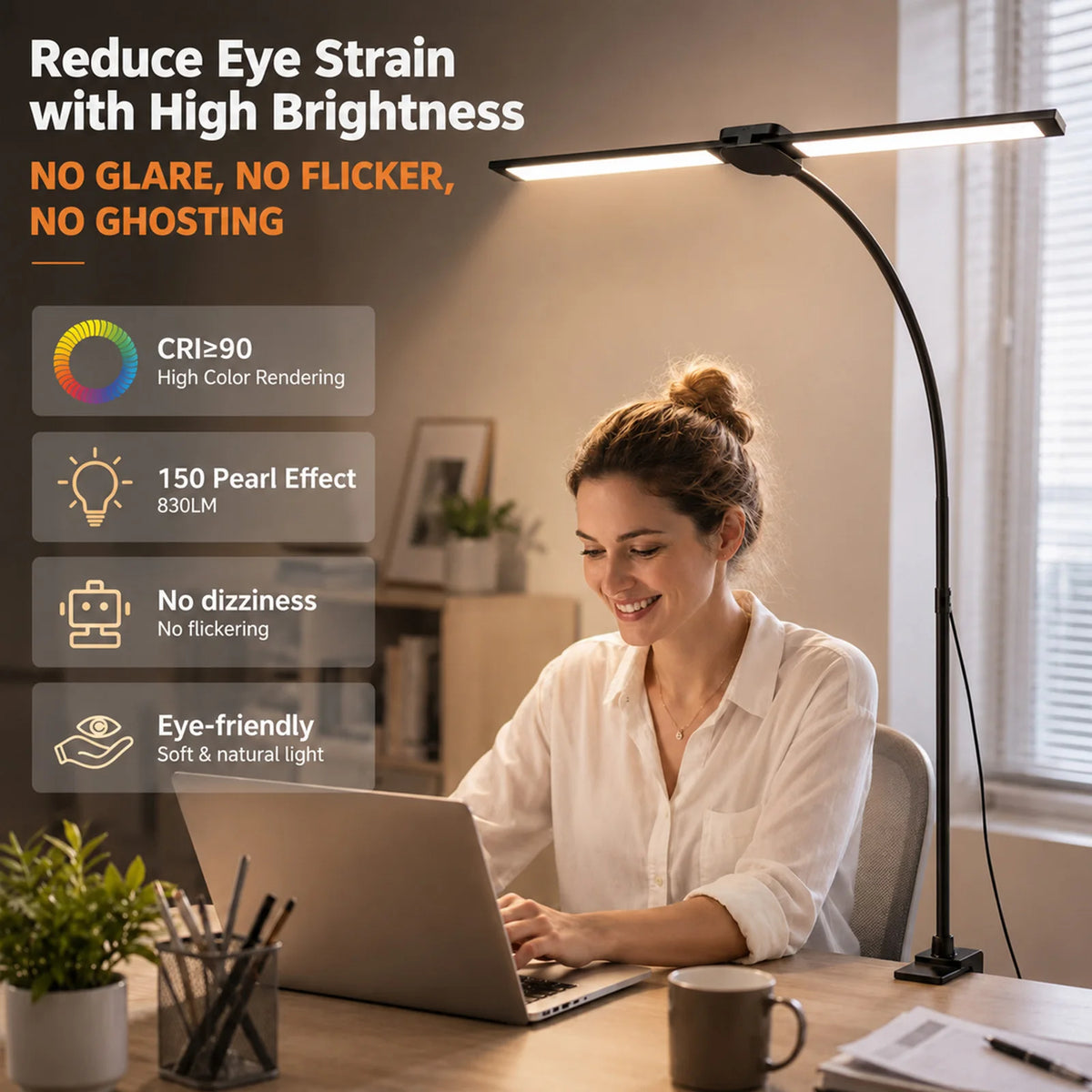 DUMILOO Double Head Clip On Adjustable LED Lamp