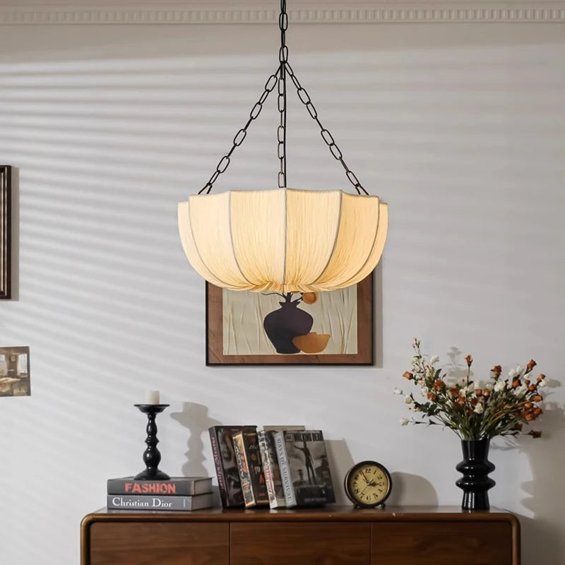 VIGOUS Retro Fabric Wabi Sabi Pendant Light