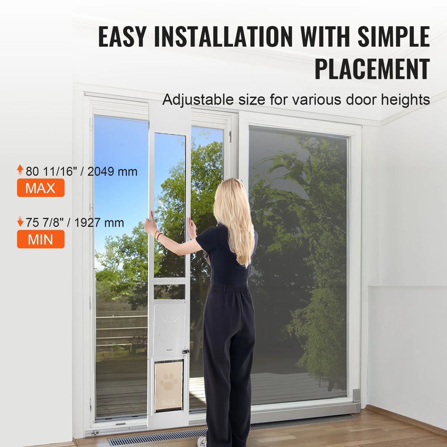 Adjustable Height Sliding Glass Dog Door Aluminum Frame