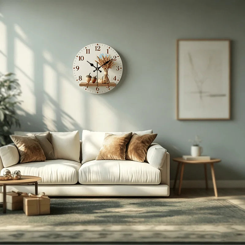 Autumn Harvest Wooden Wall Clock