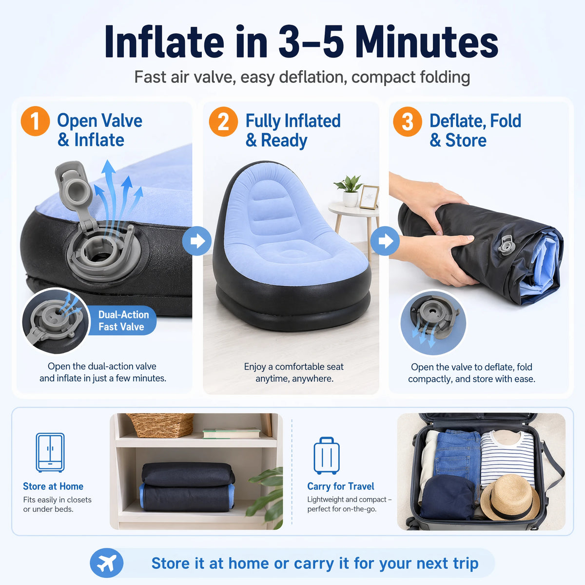 Wonflex Inflatable Flocking Sofa Set With Footstool