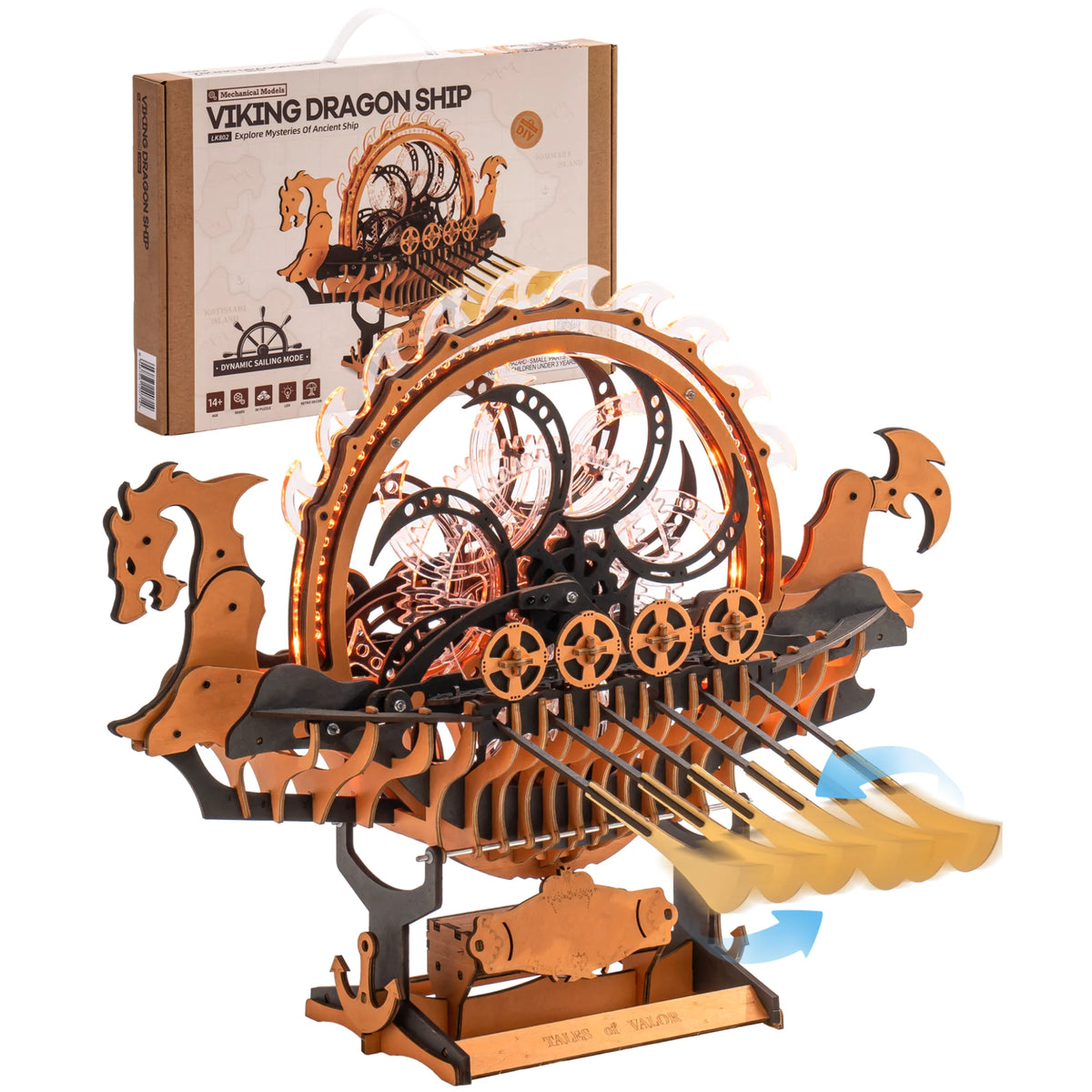 ROKR Wooden Viking Dragon Ship 3D Puzzle Model