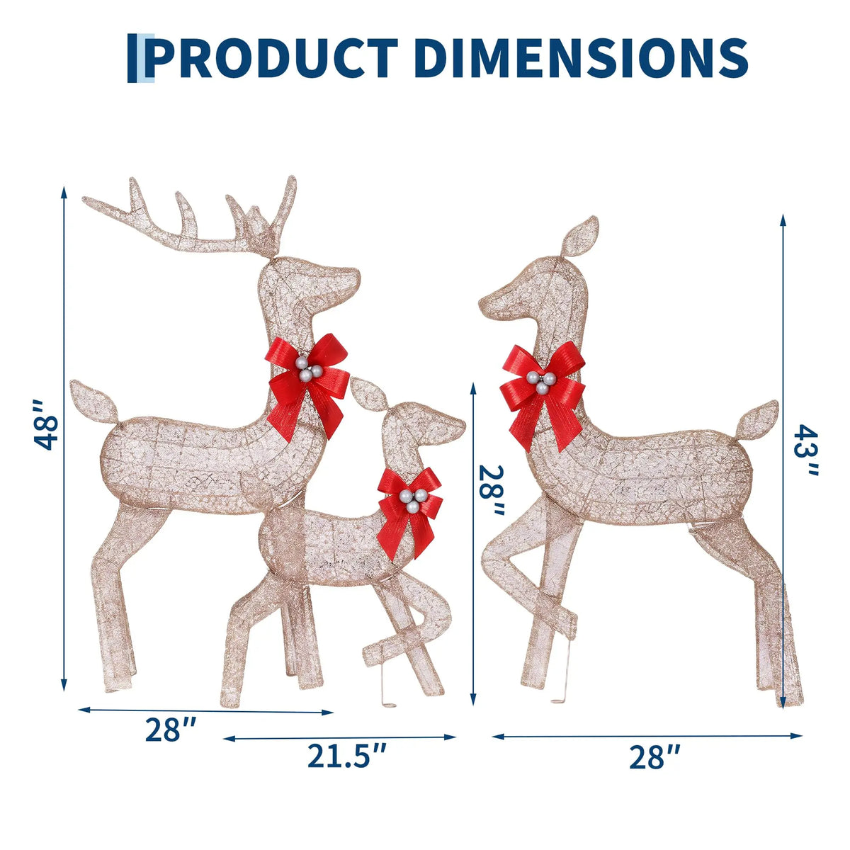 HiMISS Lighted Christmas Deer Family Decoration Set
