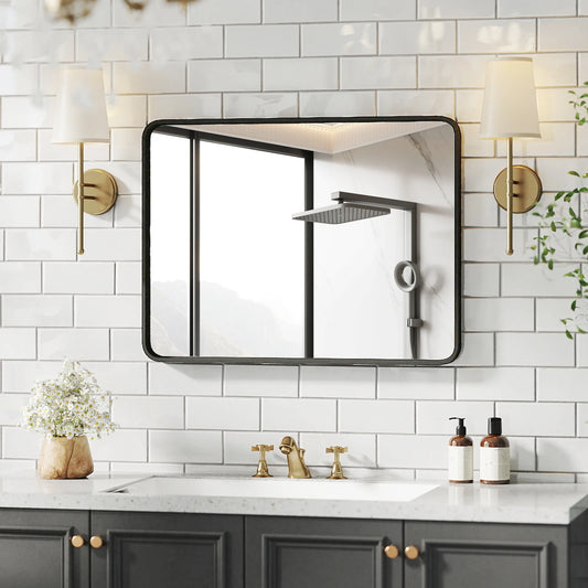 JHK Rectangular Vanity Mirror Wall Mounted Metal Frame