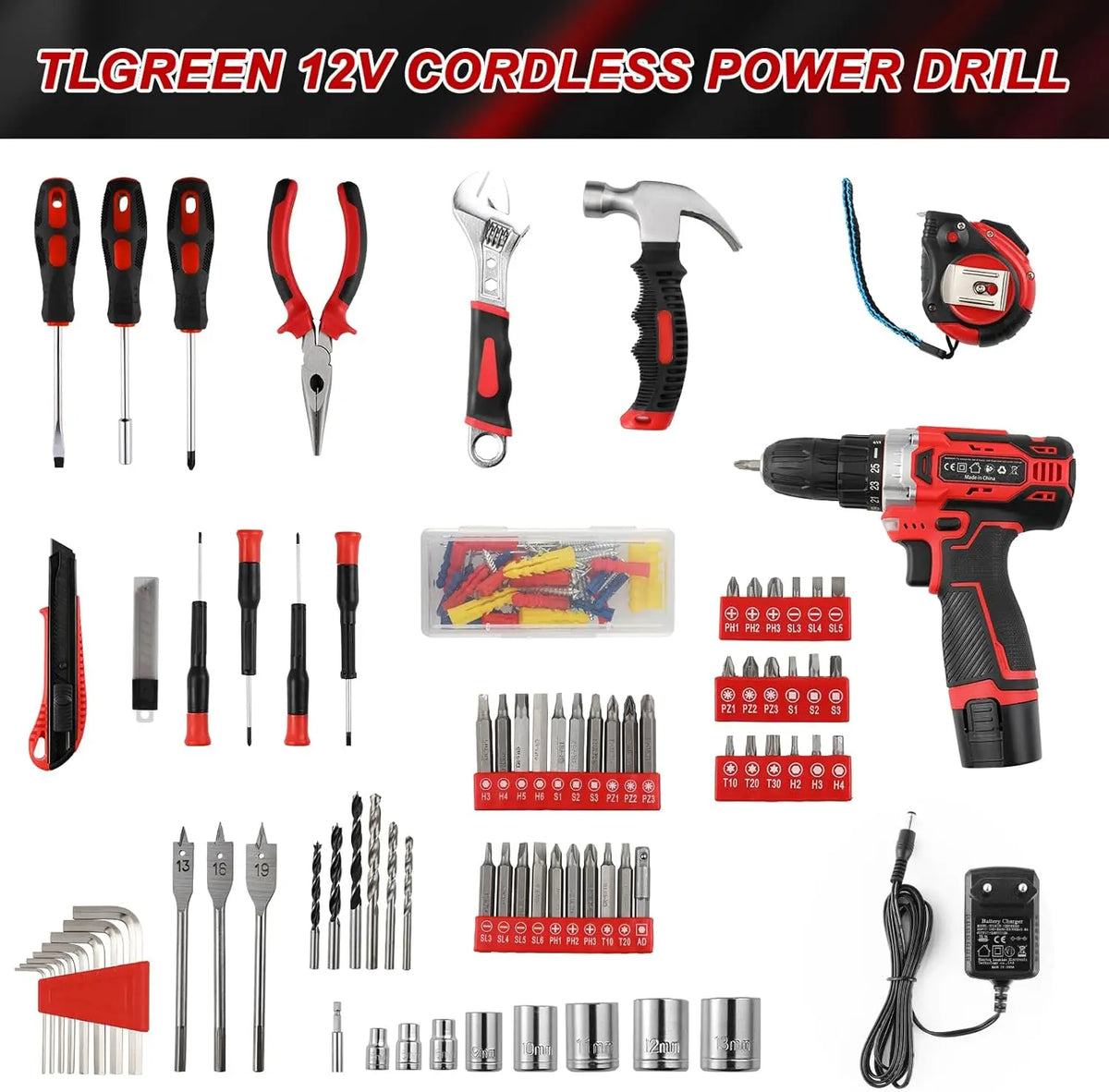 Cordless Drill Home Repair And Maintenance Tool Set