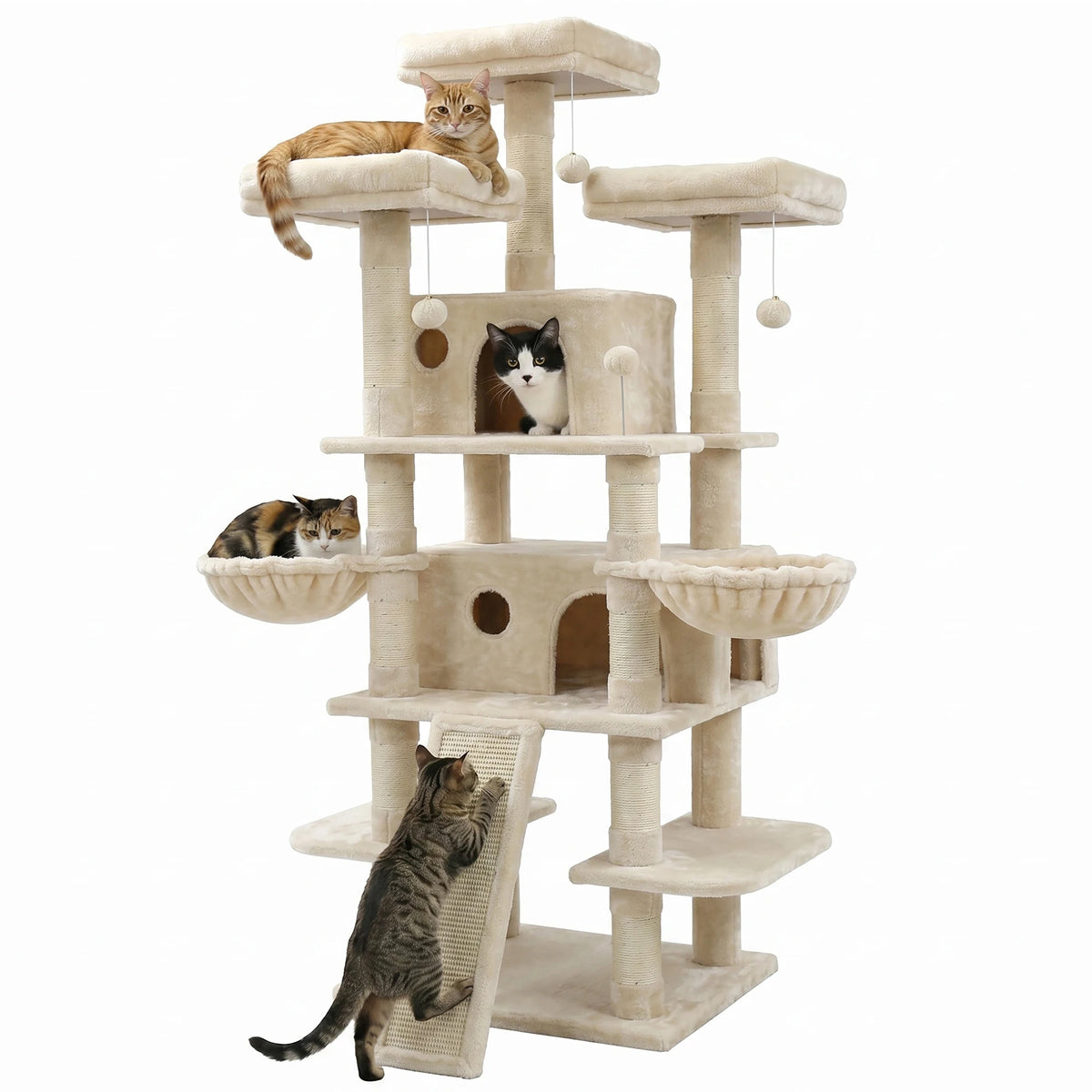 FOOWIN Cat Tree Tower With Scratching Posts And Condos