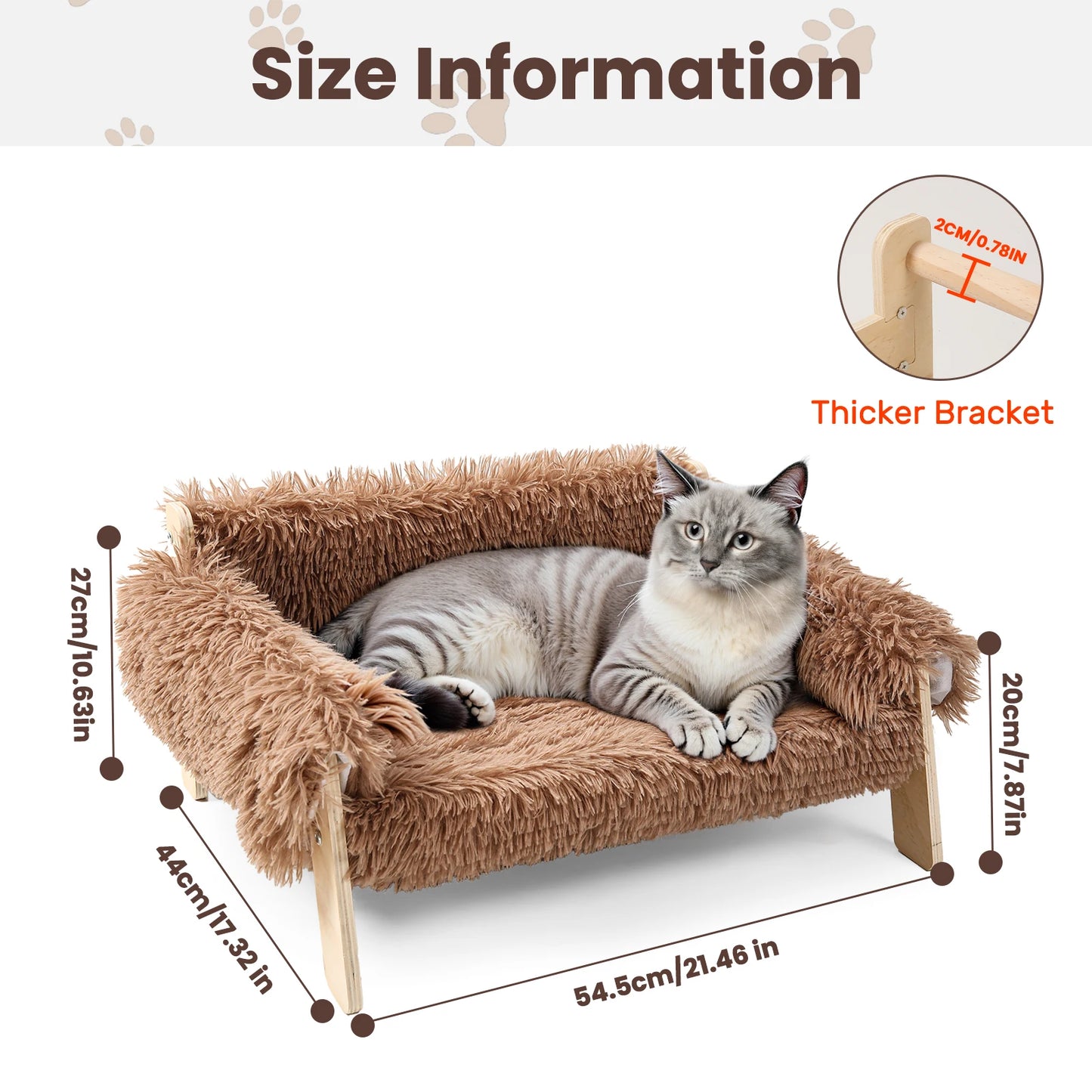 Raised Wooden Leg Cat Sofa Bed For Indoor Cats Plush