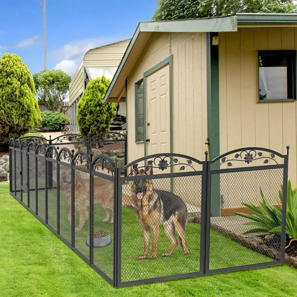 BINGOPAW 8-Panel Foldable Metal Dog Playpen With Gate