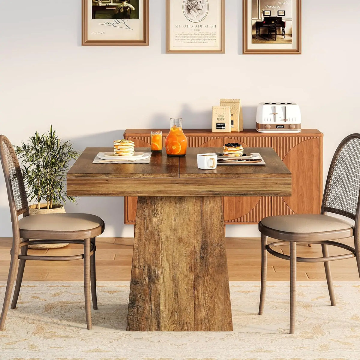 Tribesigns Square Dining Table for 4, 31.5-Inch Kitchen Table Small Dinner Table with Sturdy Pedestal Base, Farmhouse Dining Roo