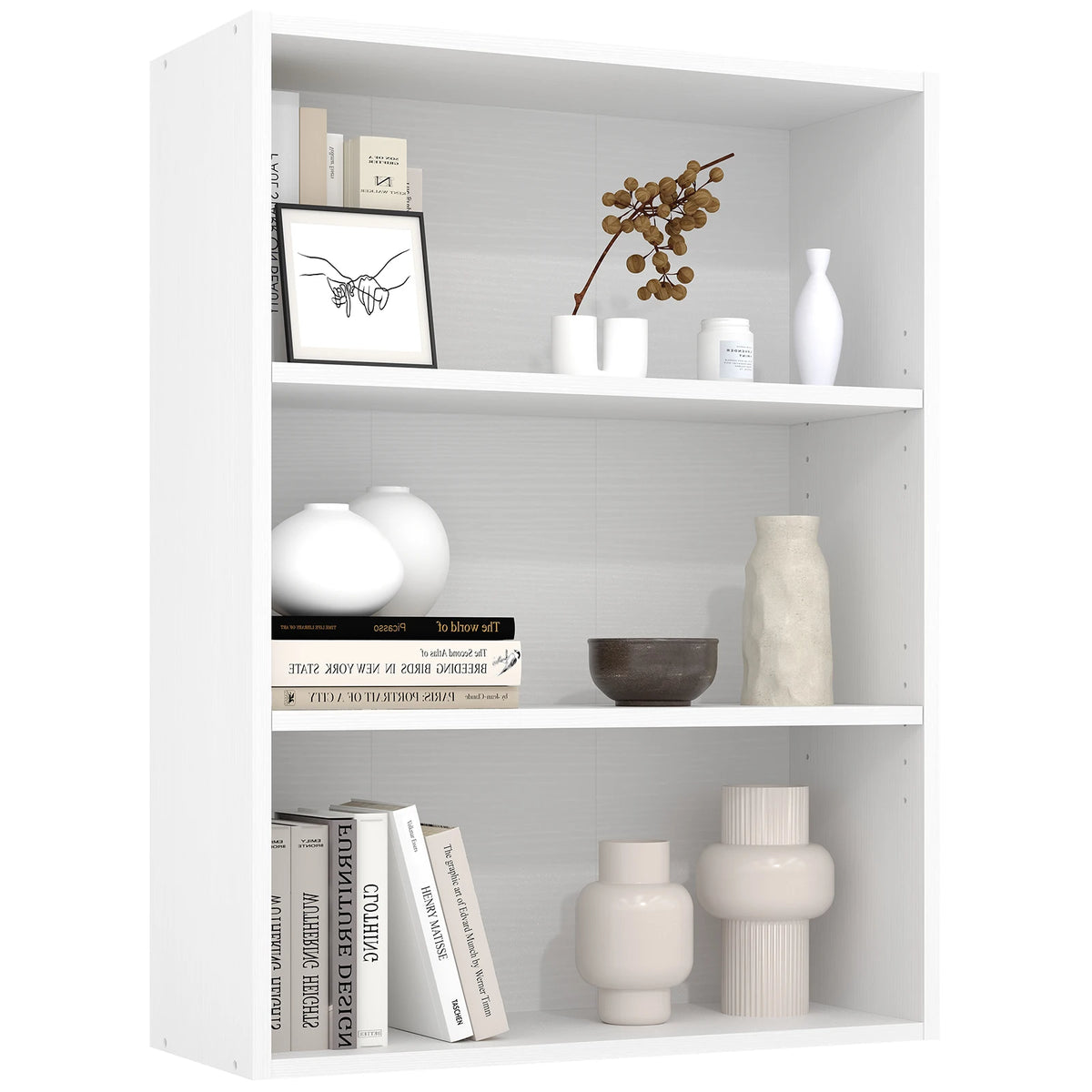 JHK Modern Wooden Open Bookcase