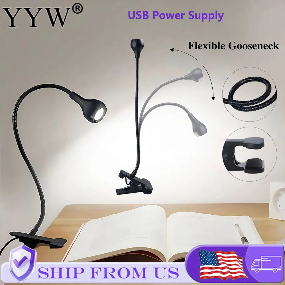 USB LED Book Light With Clip Holder