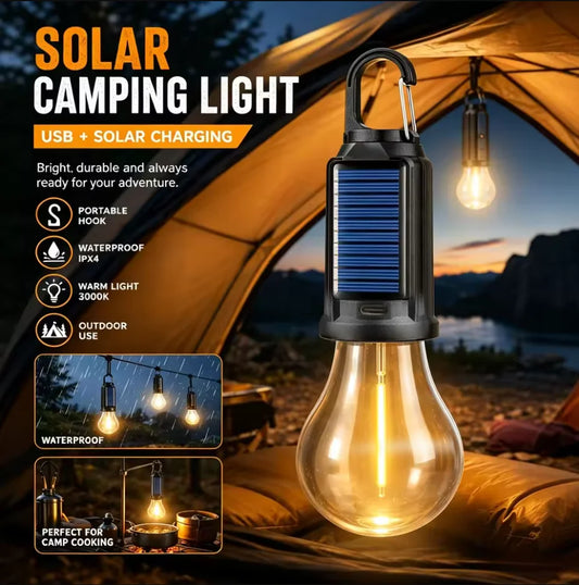 Portable Outdoor Solar Rechargeable LED Camping Lantern