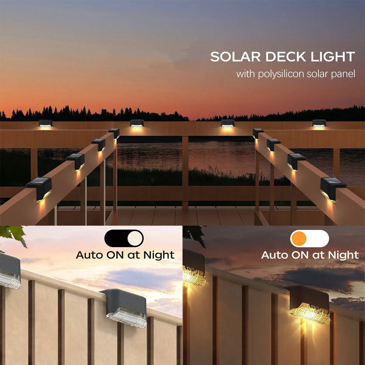 Solar Deck Lights Outdoor Waterproof LED Step Lights 4 Pack