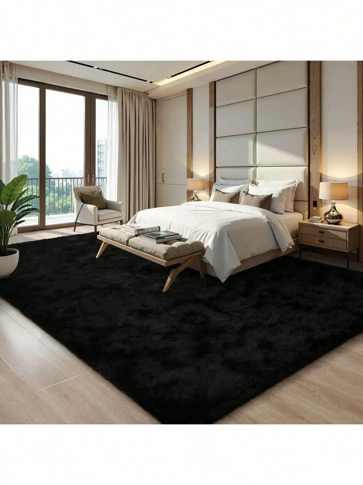 Thick Plush Polyester Carpet With Non Slip Backing