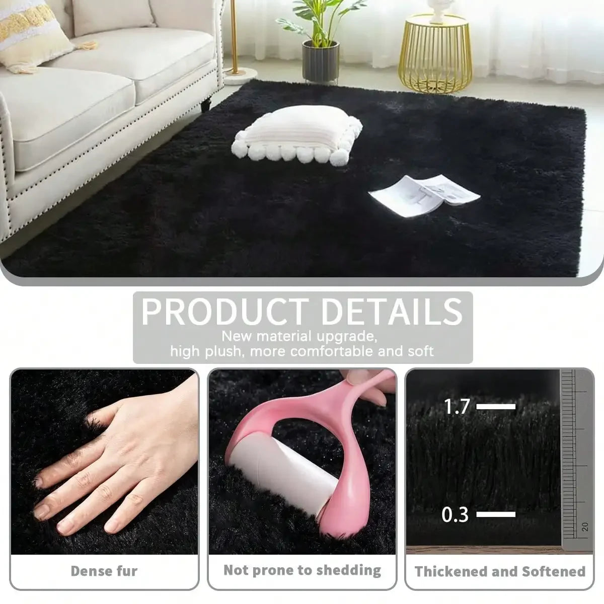Thick Plush Polyester Carpet With Non Slip Backing