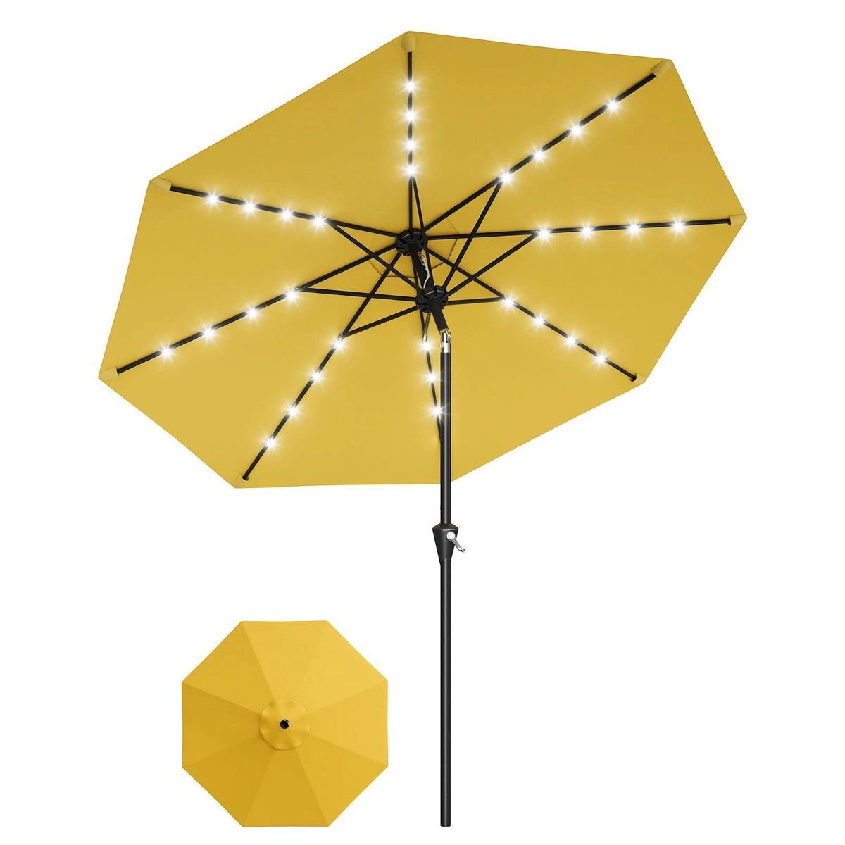 HiMiss Solar Patio Umbrella With Led Lights