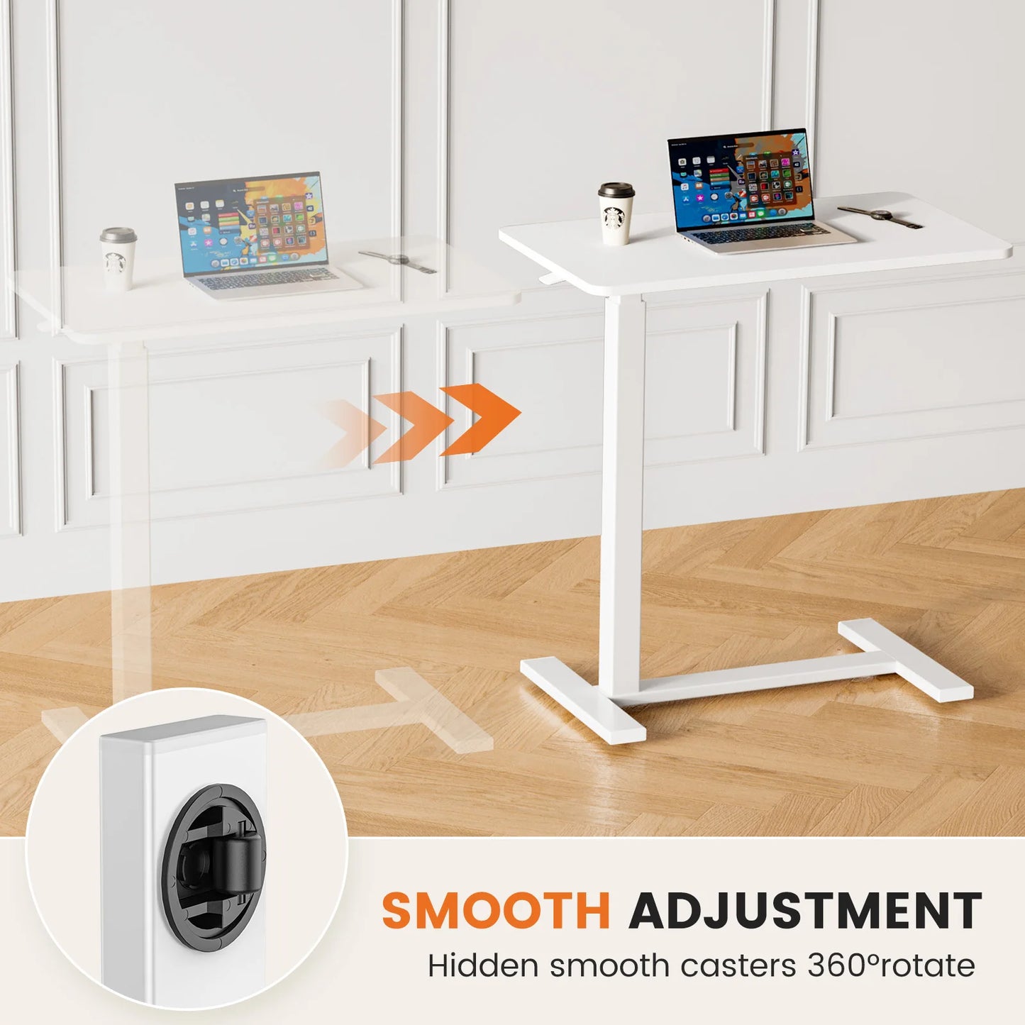 JHK Overbed Bedside Table With Adjustable Height Desk