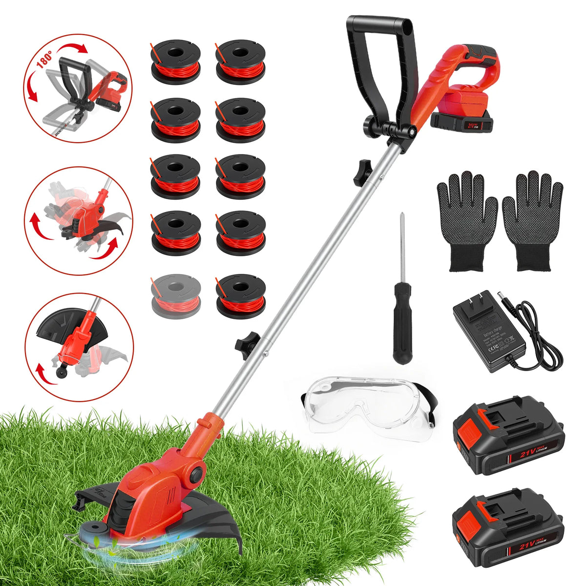 Cordless String Trimmer With Rotating Head