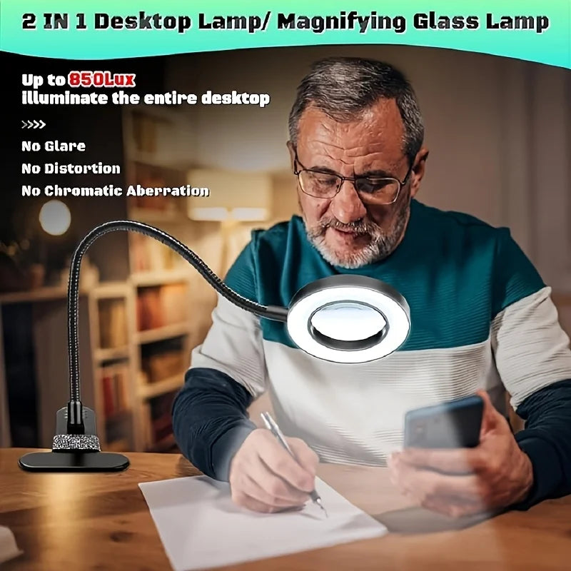 Dumiloo 5X LED Clip On Magnifying Desk Lamp