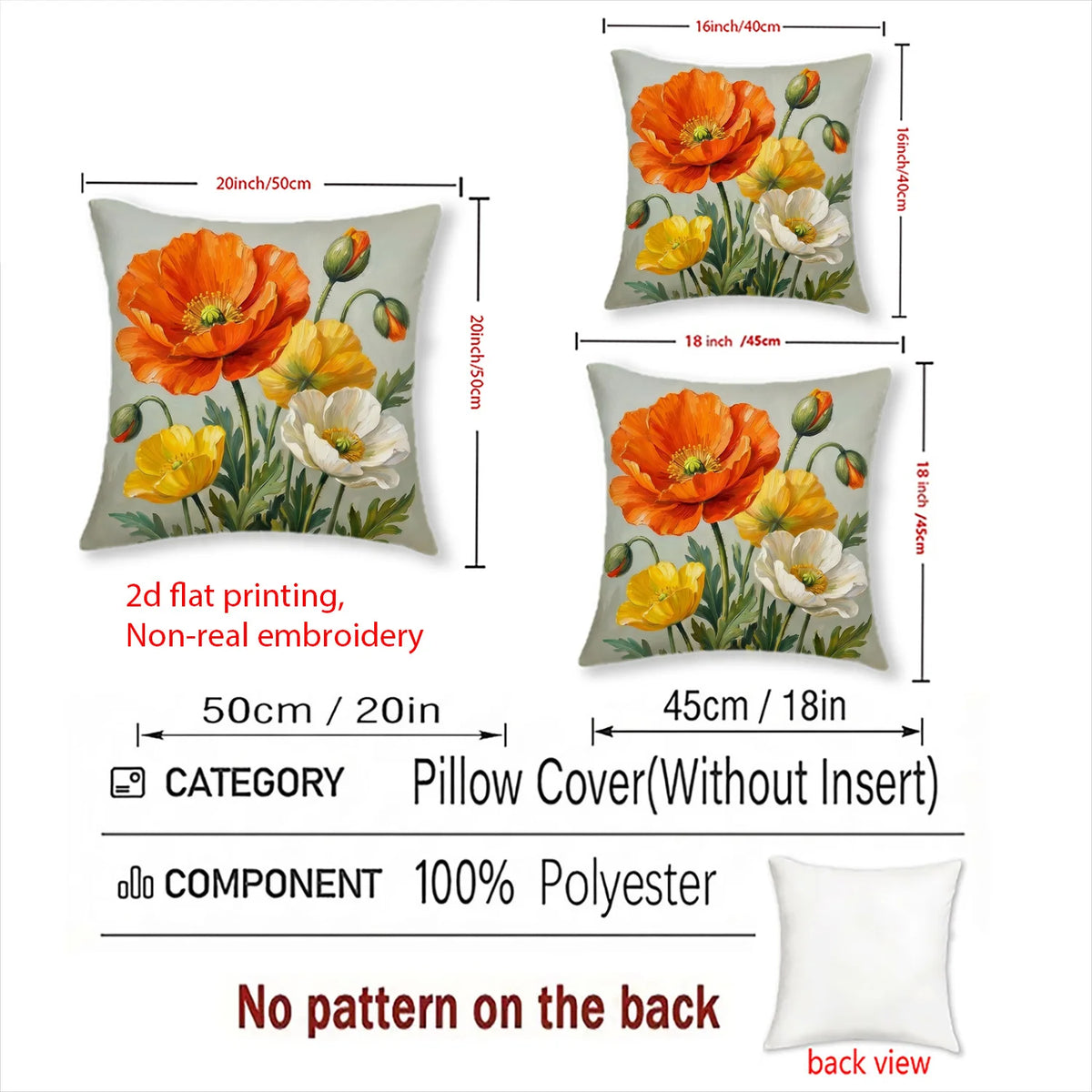 Floral Print Decorative Pillow Covers Set