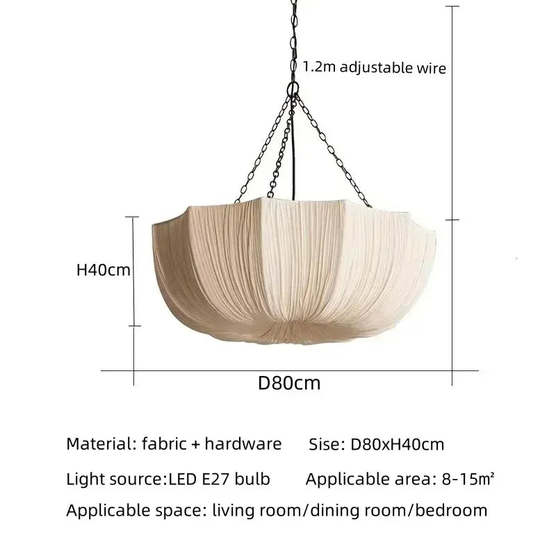 VIGOUS Retro Fabric Wabi Sabi Pendant Light