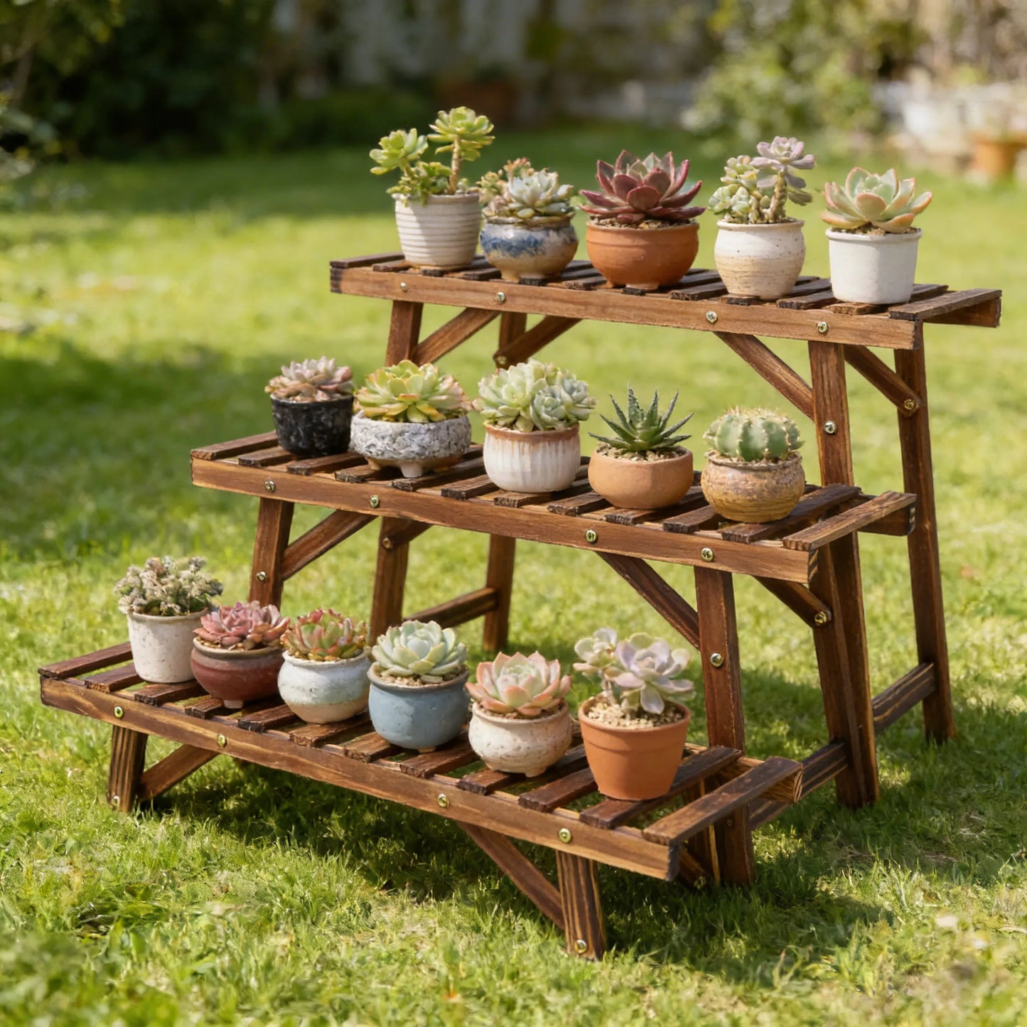 Modern Wooden Plant Stand Display Rack For Indoor Use