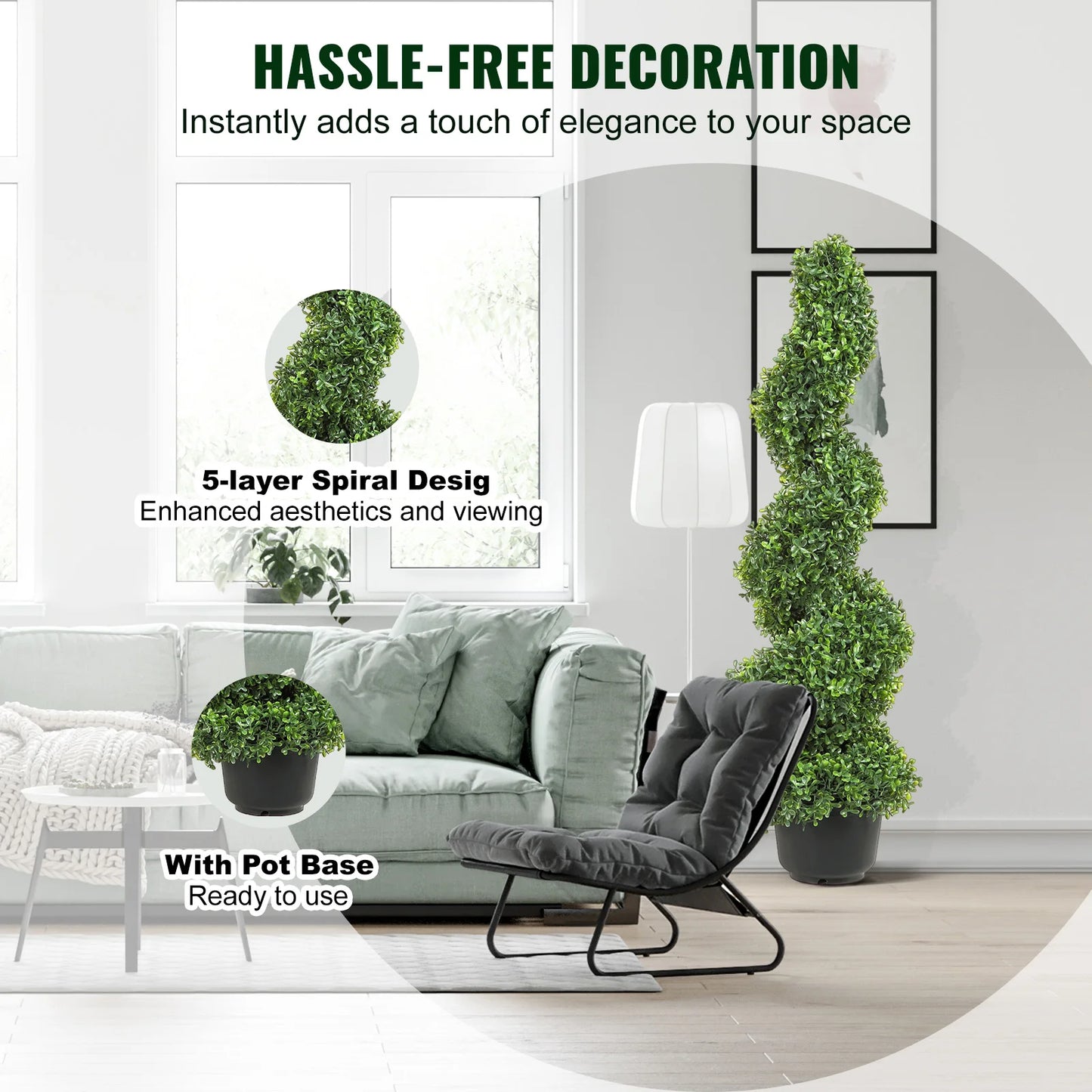 Artificial Boxwood Spiral Topiary For Garden Decor