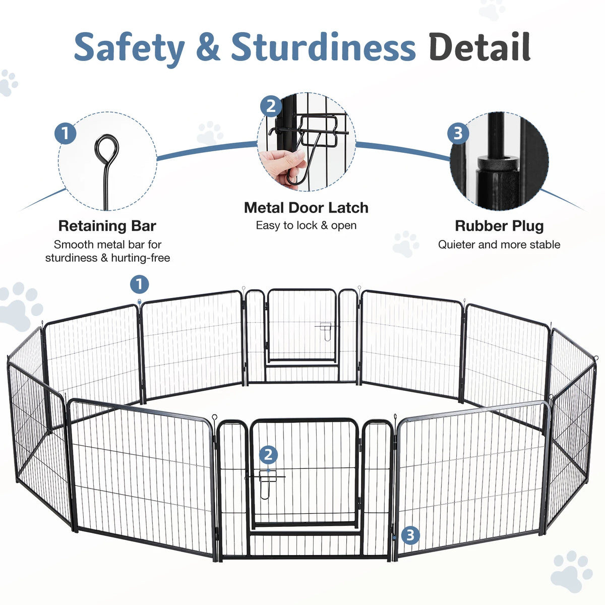 JHK Foldable Metal Dog Playpen Exercise Fence