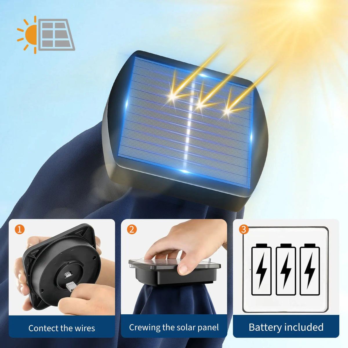 HiMiss Solar Patio Umbrella With Led Lights