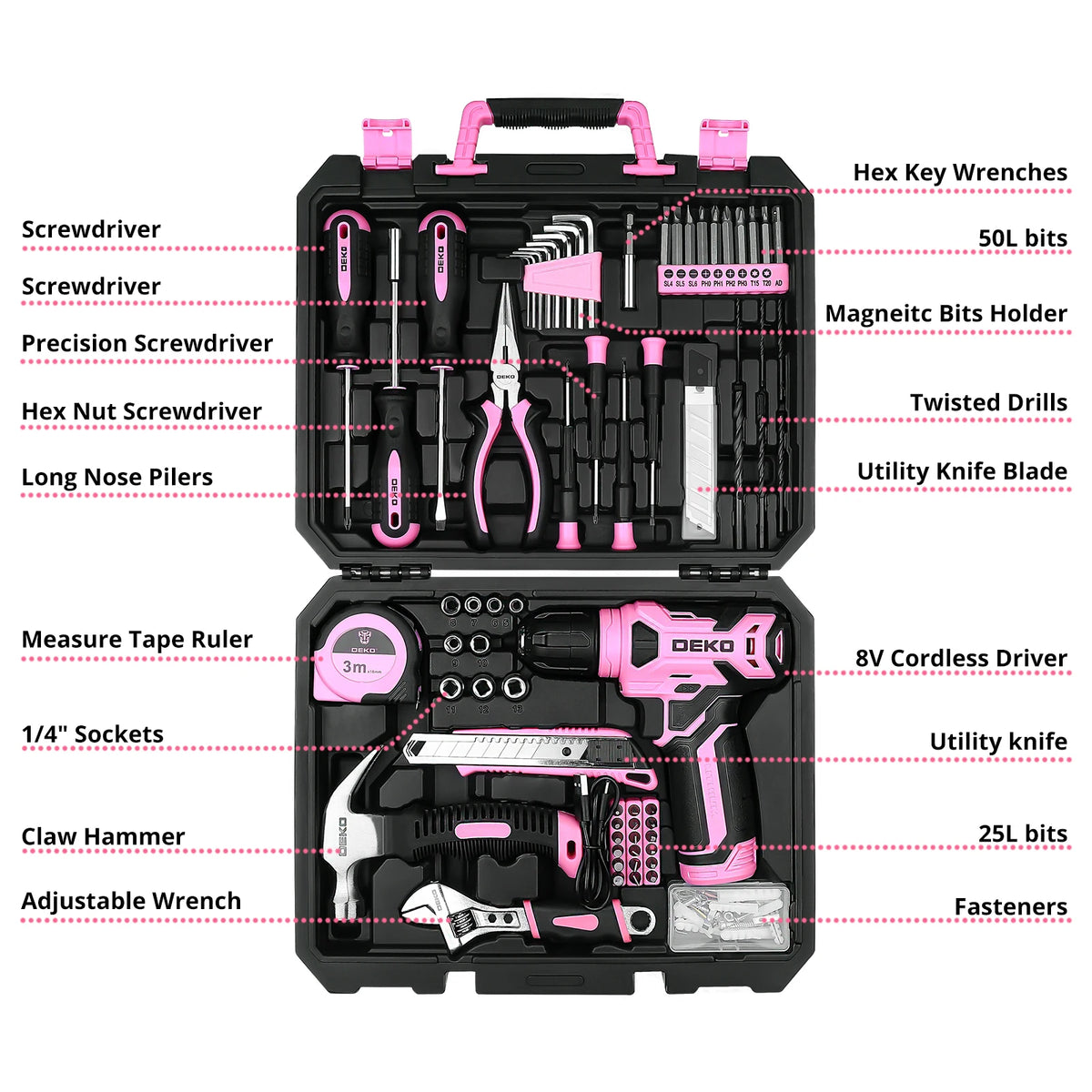 DEKO Cordless Drill And Power Tool Combo Kit