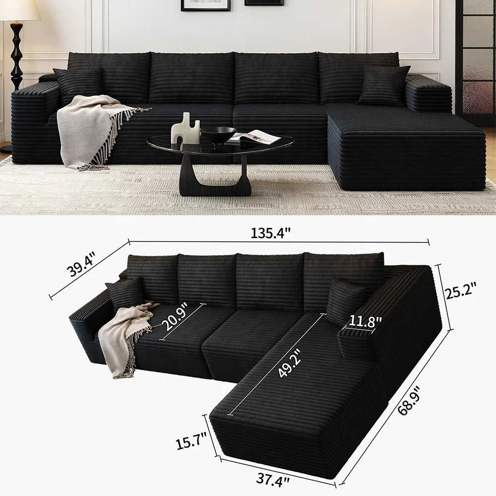 YQXH Cloud Style Corduroy Modular Sectional Sofa