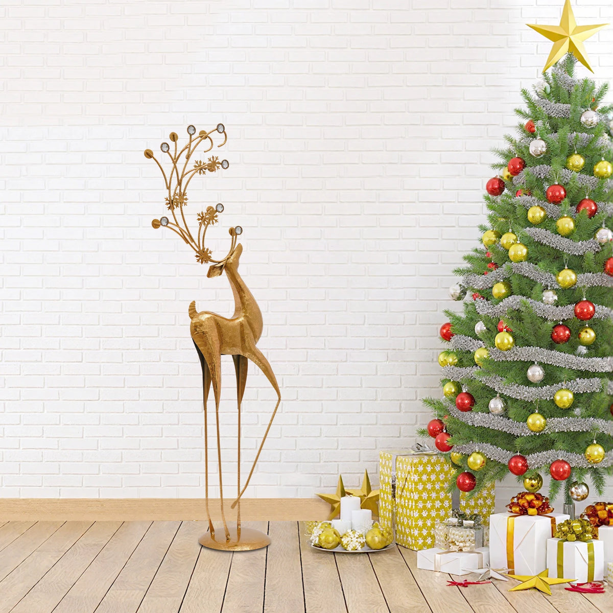 Retro Metal Deer Statue for Elegant Home Decor