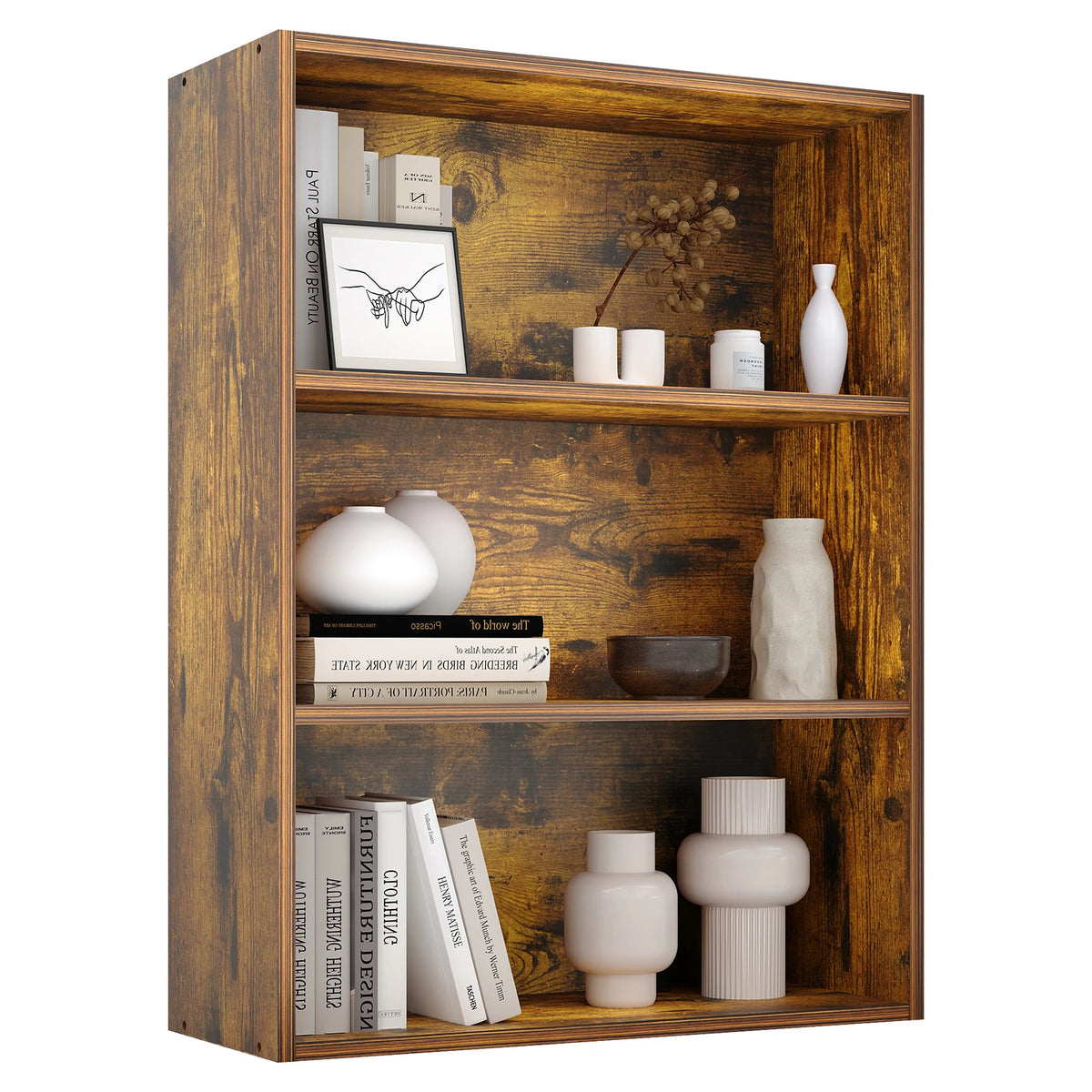 JHK Modern Wooden Open Bookcase
