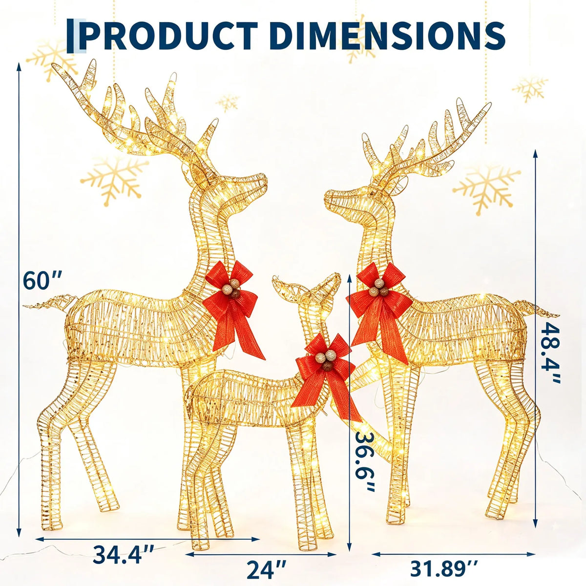Lighted Christmas Deer Family Outdoor Decoration Set