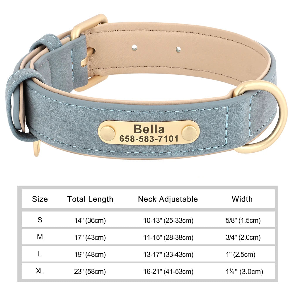 PET ARTIST Personalized Engraved Leather Dog Collar