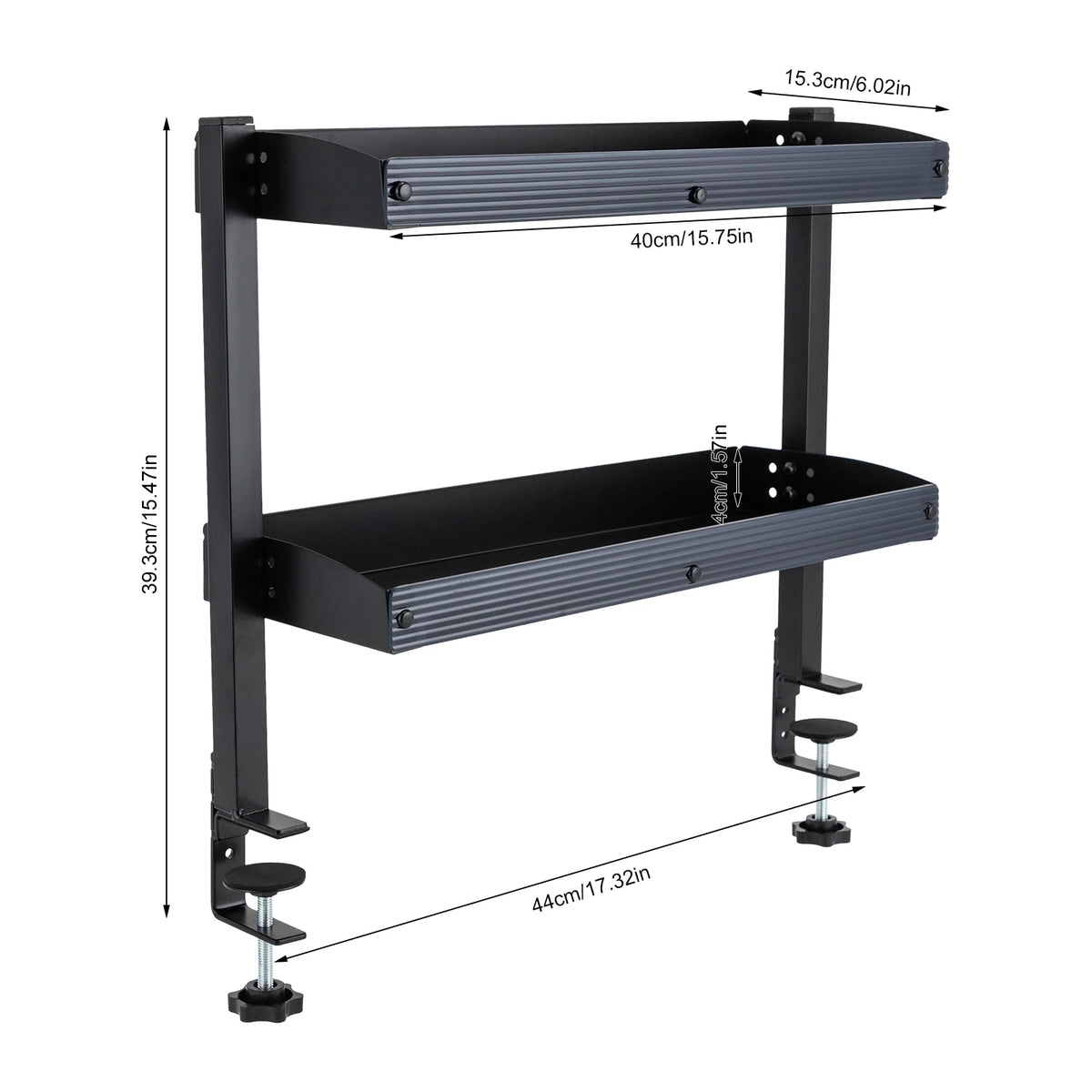 Clamp On Two Tier Desk Corner Shelf Organizer