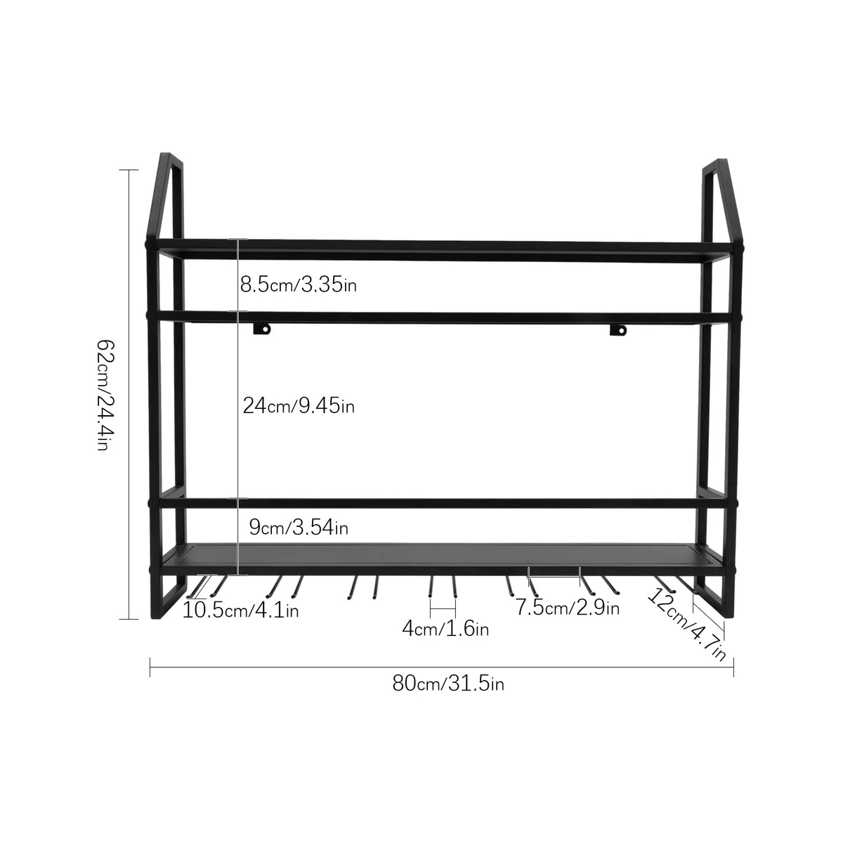 Wall Mounted Wine Rack With Goblet Holder And Shelf
