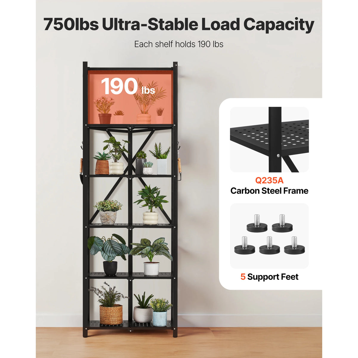 SucceBuy Foldable Mobile Metal Storage Shelf Organizer