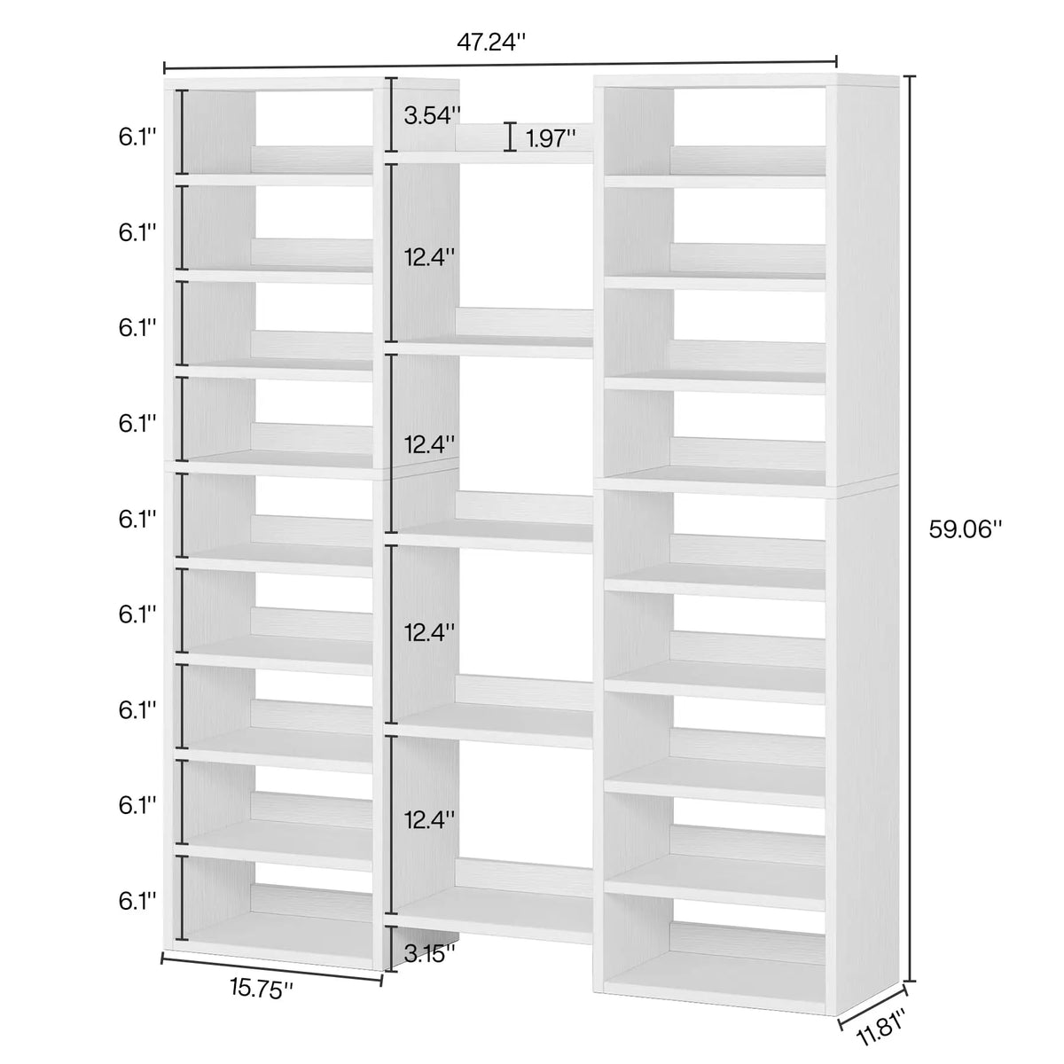 14-Tier Freestanding Wood Shoe Rack Storage Cabinet