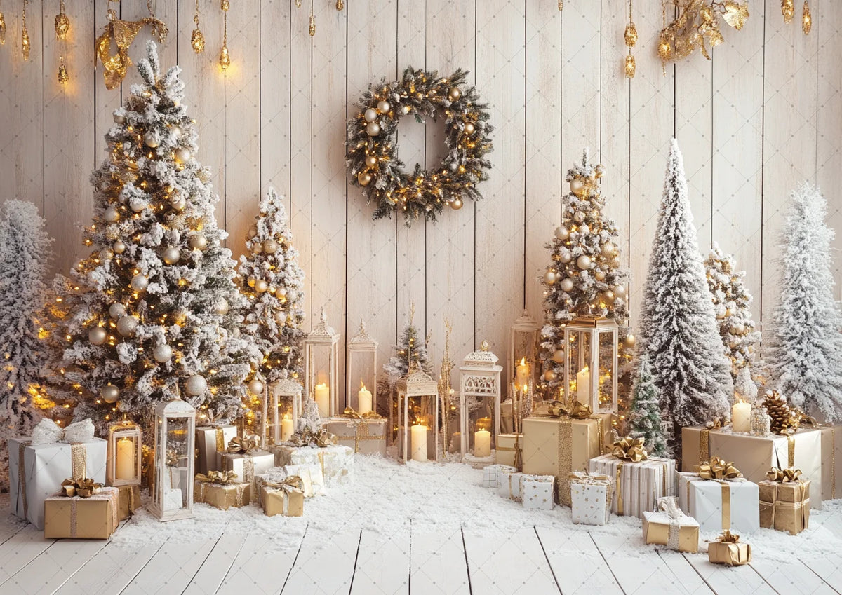Christmas Background Happy New Year Party Xmas Tree Brick Wall Decoration Adult Children Portrait Photo Backdrop Banner