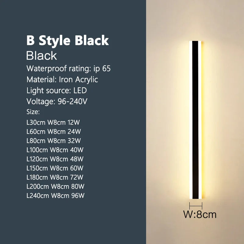 TES Outdoor Waterproof Wall Lamp IP65 LED Strip Light