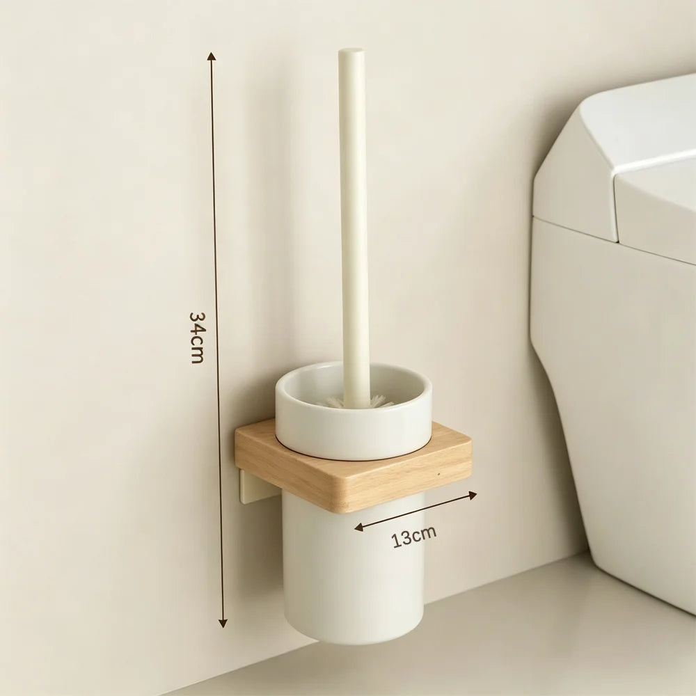 White Walnut Wood Bathroom Hardware Set Towel Rack Organizer Shelf Toilet Brush Holder Wall Mounted Bathroom Accessories Kit