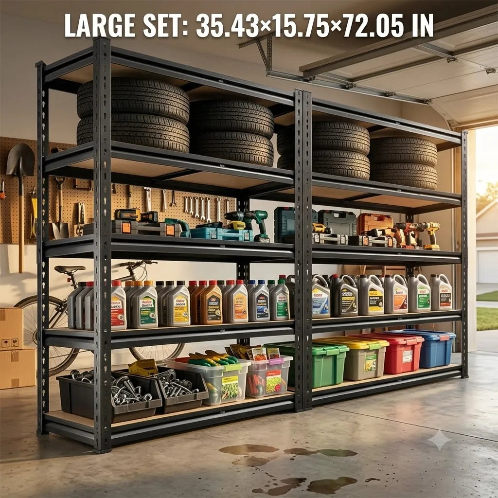 Heavy Duty 5 Tier Metal Storage Rack Set