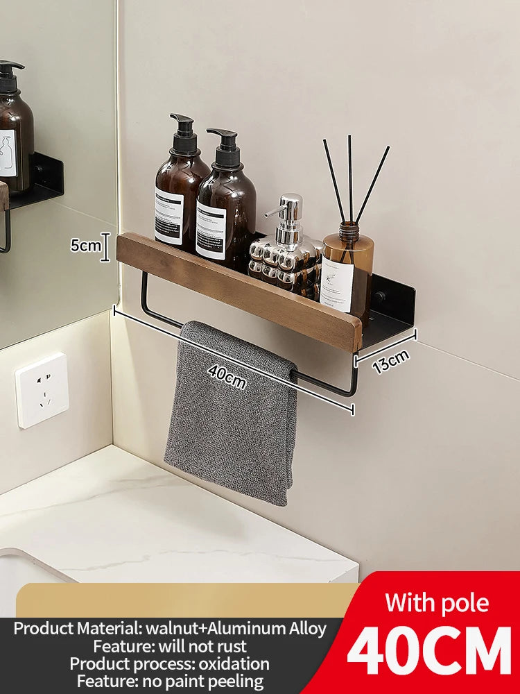 YUNJIEYA Aluminum Wall Mounted Bathroom Storage Shelf