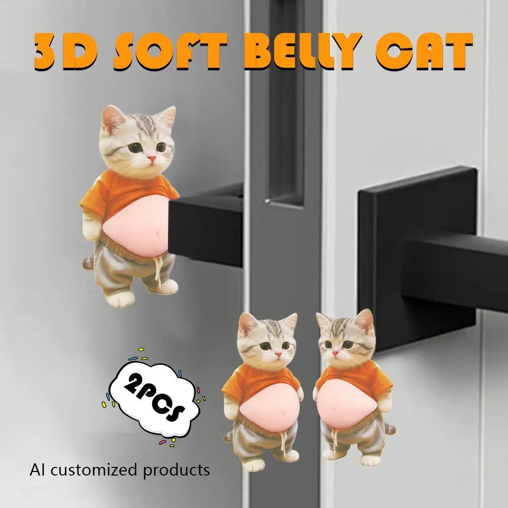 3D Kawaii Cat Belly Sticker For Phone Decor