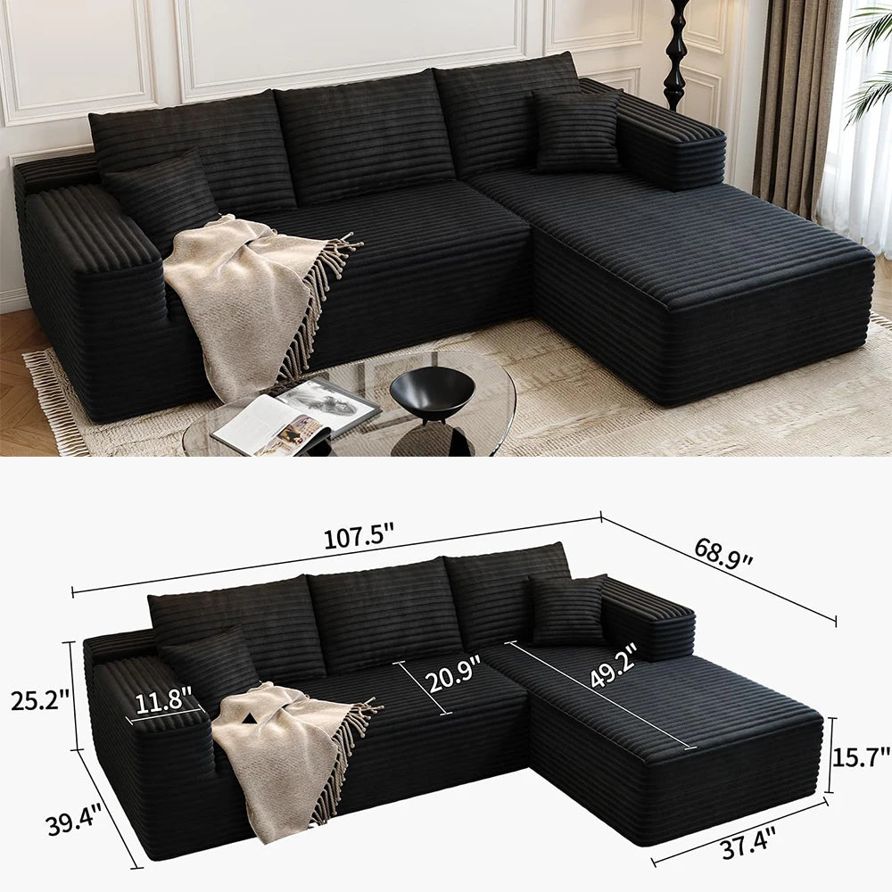 YQXH Cloud Style Corduroy Modular Sectional Sofa