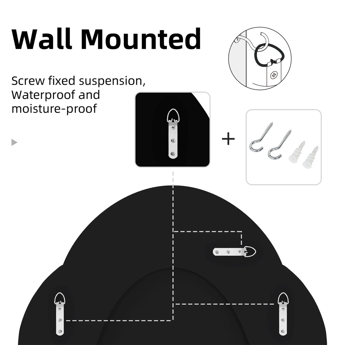 BORWART Crystal Arch Wall Mirror for Modern Decor