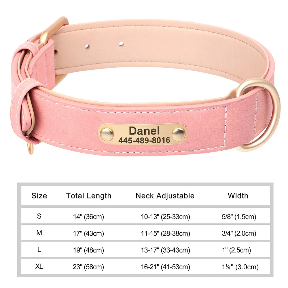 PET ARTIST Personalized Engraved Leather Dog Collar