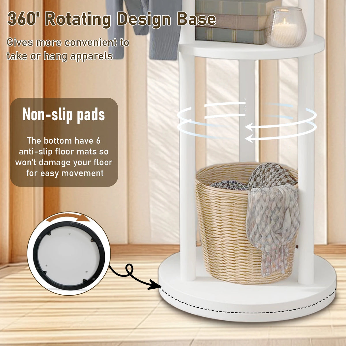 Multifunction Solid Wood Clothes Rack Organizer
