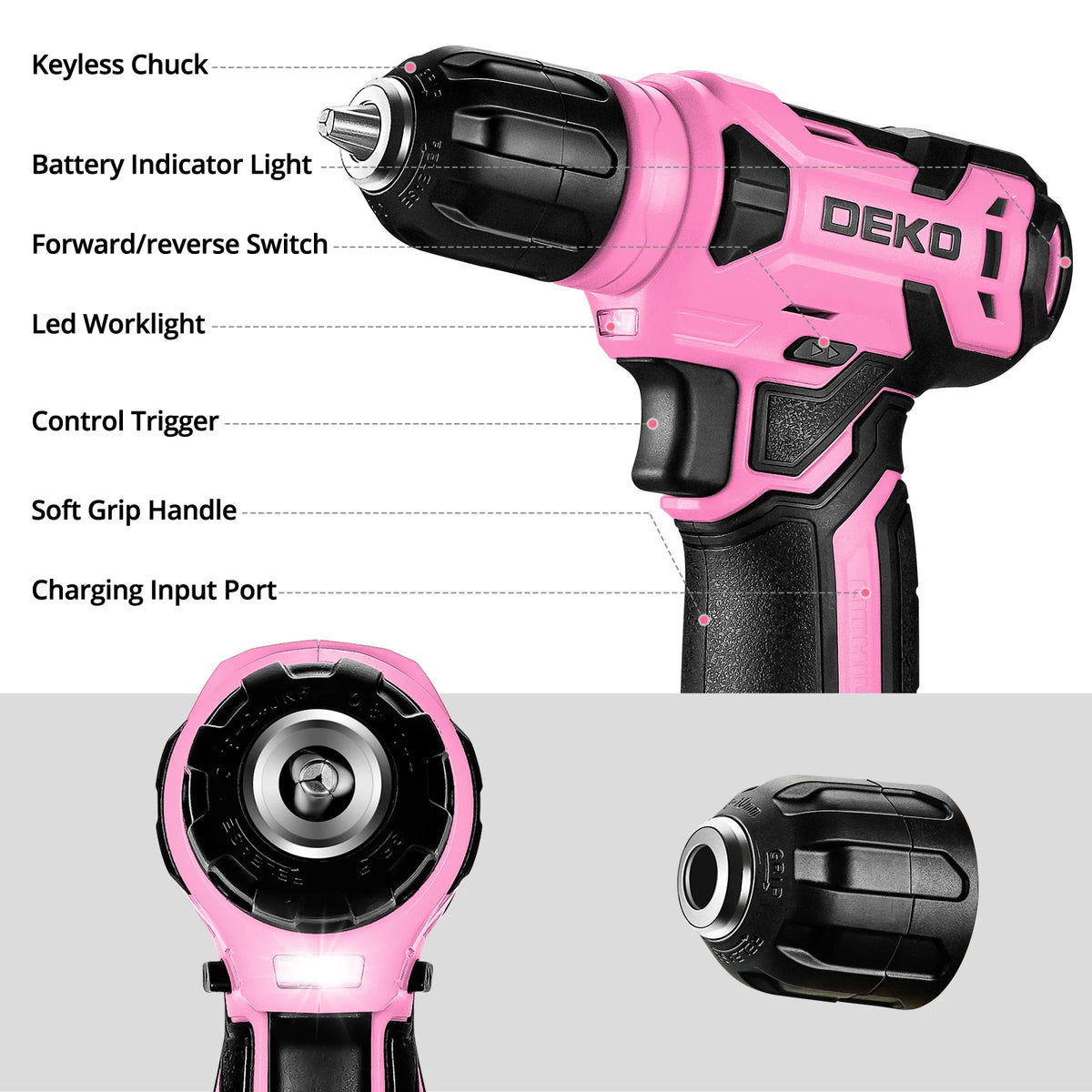 DEKO Cordless Drill And Power Tool Combo Kit